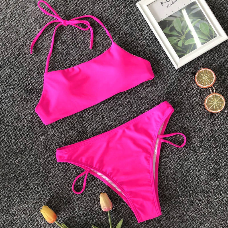 Bandeau High Waist Bikini Swimsuits Solid Swimwear White Brazilian Bathing Suit The Clothing Company Sydney