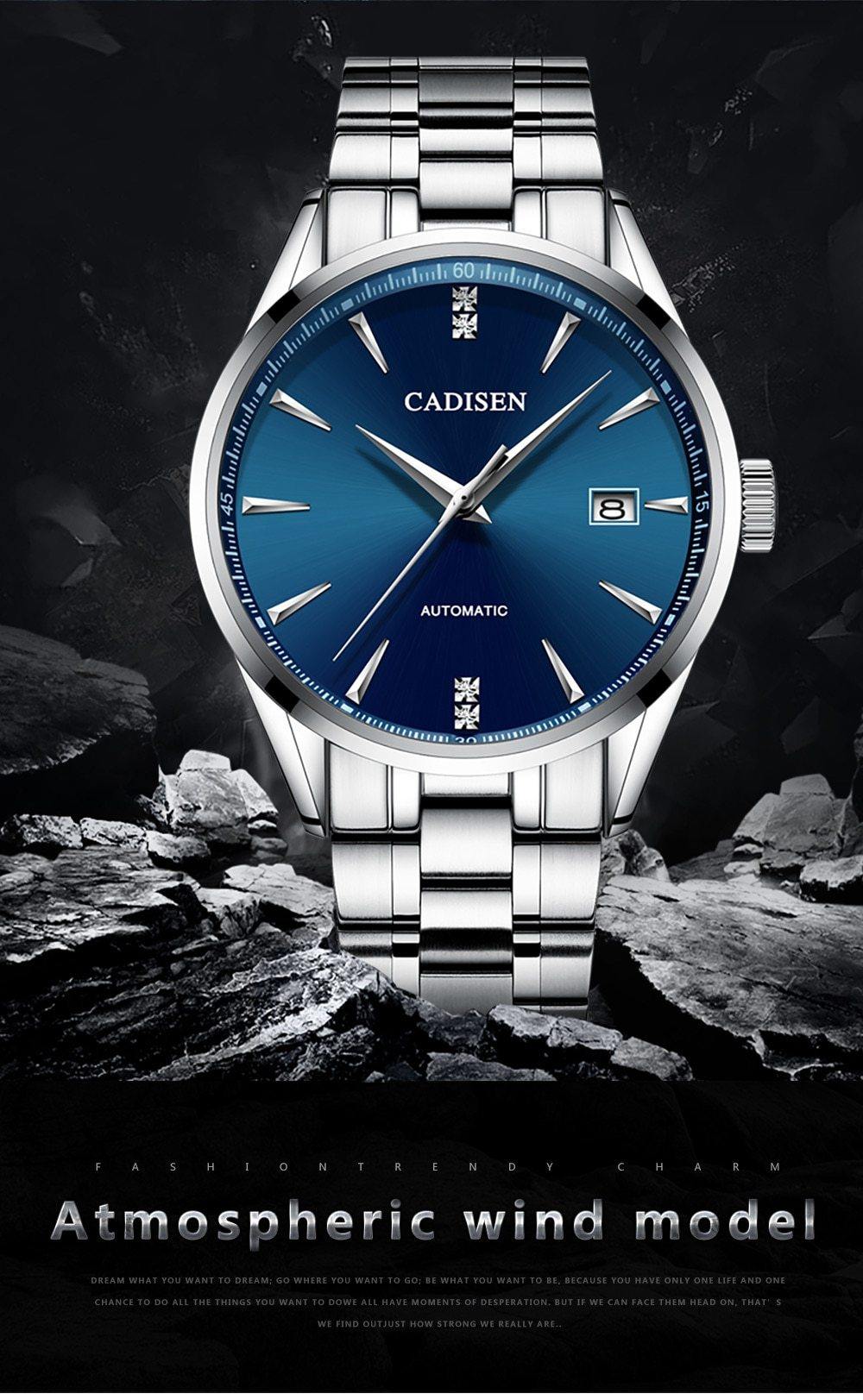 Automatic Mechanical Men's Watch Stainless Steel Japan NH35A Curved Glass Business Fashion Leisure Waterproof Wrist Watch The Clothing Company Sydney