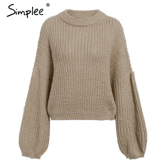 Lantern sleeve knitted pullover loose round neck red autumn casual sweater jumper The Clothing Company Sydney