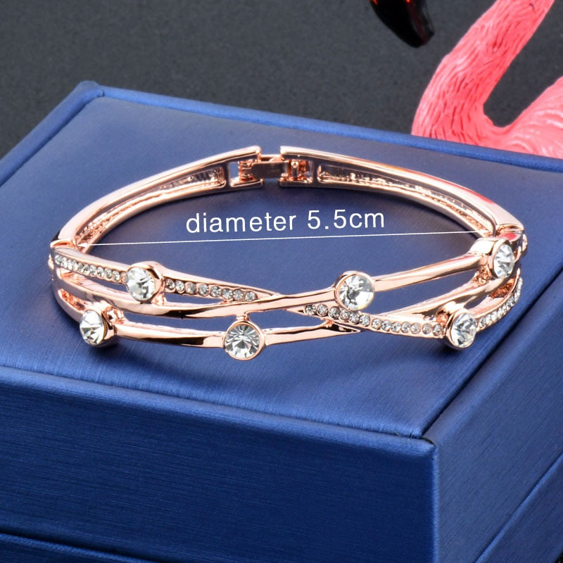 Charm Cubic Zirconia Hollow Bangle Cuff Rose Gold Silver Colour Jewellery Bracelets The Clothing Company Sydney