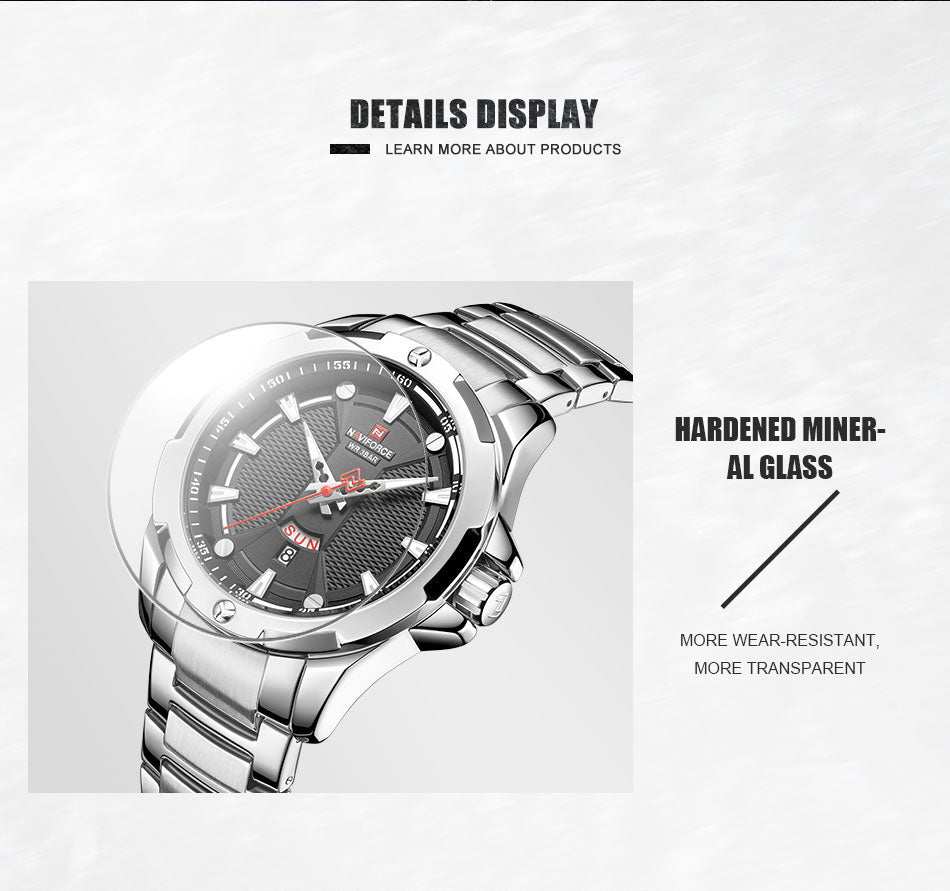 Men’s Luxury Brand Analog Stainless Steel Waterproof Quartz Wristwatch The Clothing Company Sydney