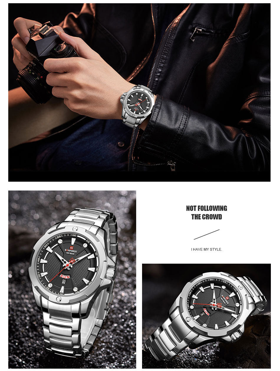 Men’s Luxury Brand Analog Stainless Steel Waterproof Quartz Wristwatch The Clothing Company Sydney