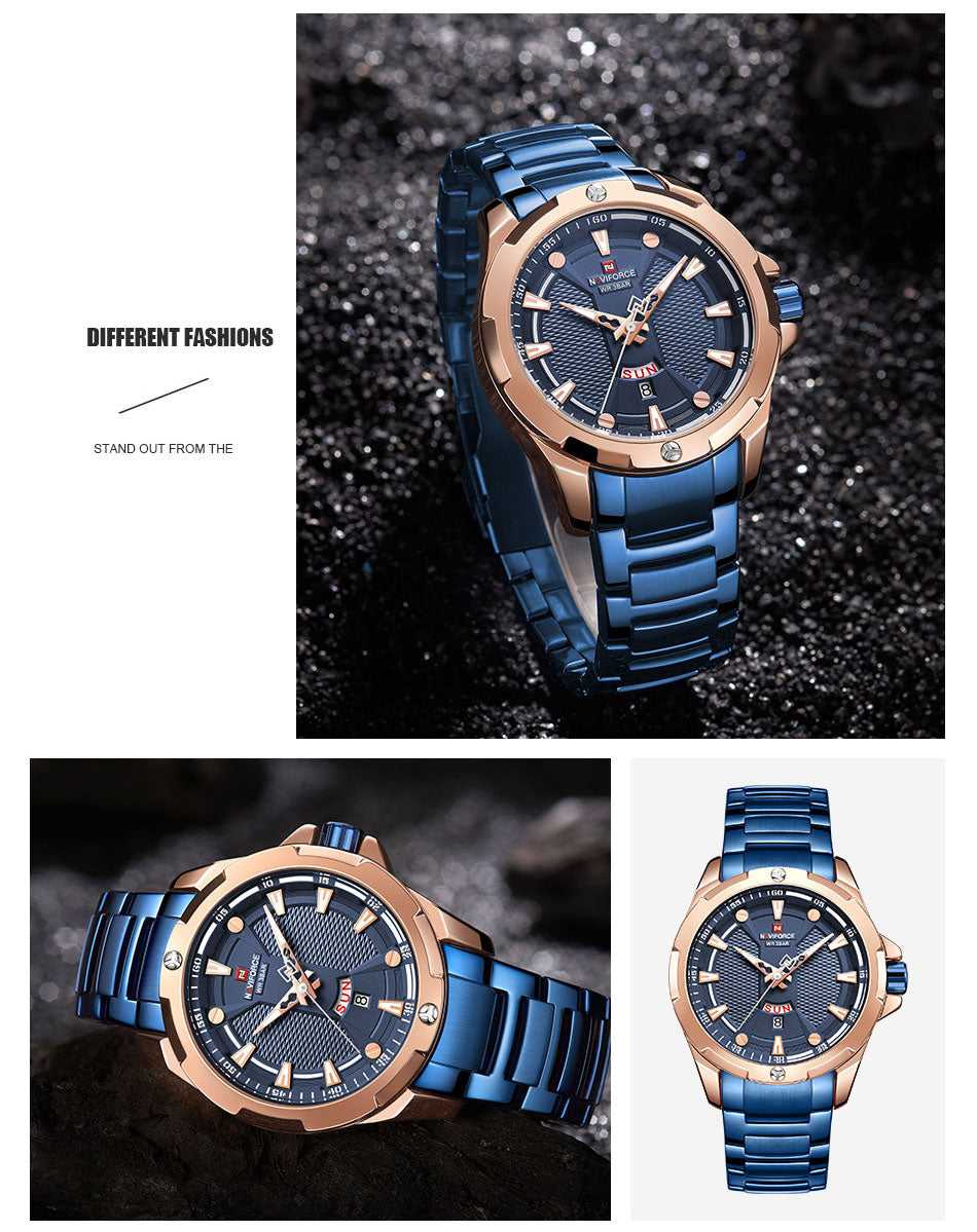 Men’s Luxury Brand Analog Stainless Steel Waterproof Quartz Wristwatch The Clothing Company Sydney
