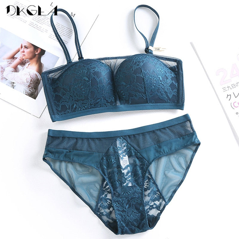 White Tube top Lace Seamless Brassiere Cotton Bra Panties Embroidered Underwear Lingerie Set The Clothing Company Sydney