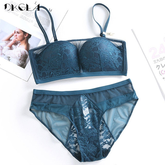 White Tube top Lace Seamless Brassiere Cotton Bra Panties Embroidered Underwear Lingerie Set The Clothing Company Sydney