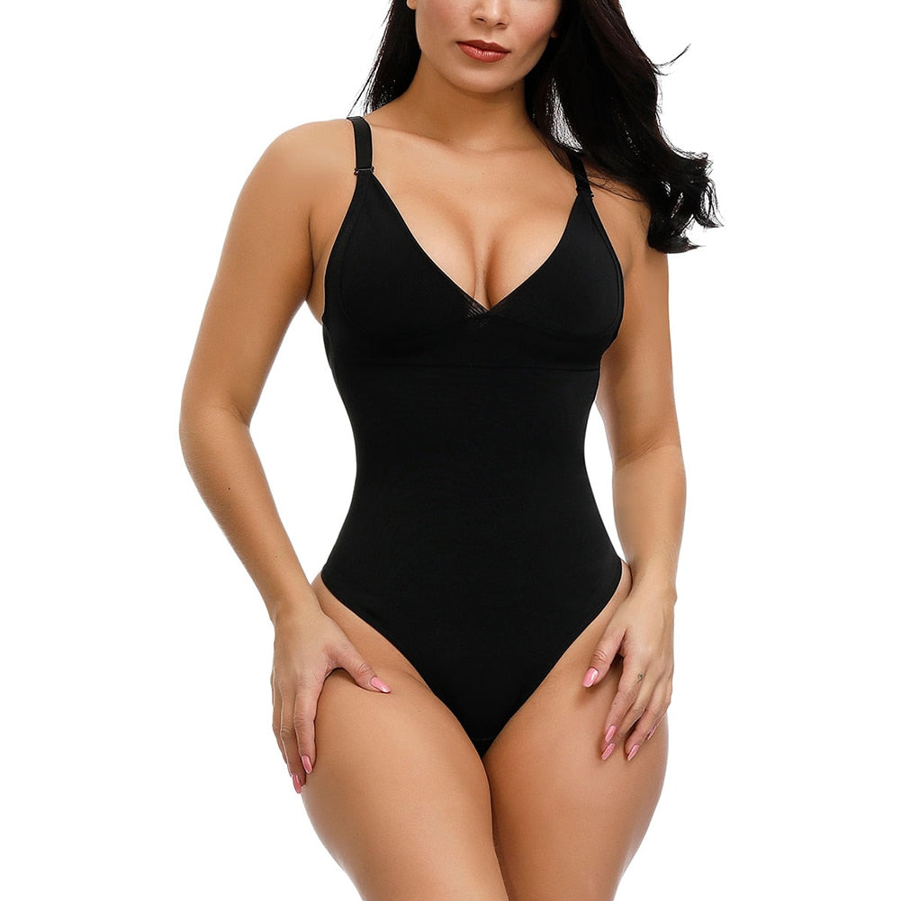 Ladies Deep V Bodysuit Strap Body Shaper Backless Thong  Seamless Shapewear Push Up Waist Trainer Corset The Clothing Company Sydney