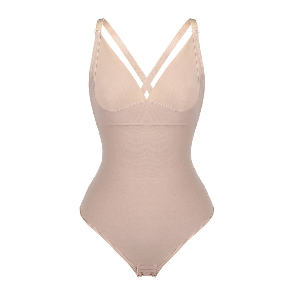 Ladies Deep V Bodysuit Strap Body Shaper Backless Thong  Seamless Shapewear Push Up Waist Trainer Corset The Clothing Company Sydney