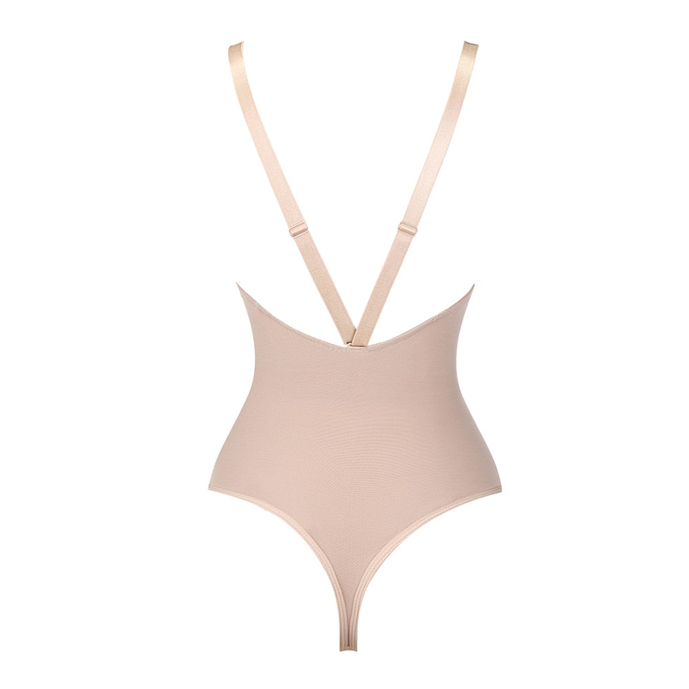 Ladies Deep V Bodysuit Strap Body Shaper Backless Thong  Seamless Shapewear Push Up Waist Trainer Corset The Clothing Company Sydney