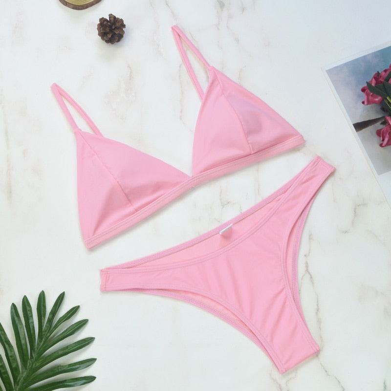 2 Piece Thong Swimwear Female Swimsuits Solid Bikini set Brazilian Bathing Suit Beachwear The Clothing Company Sydney