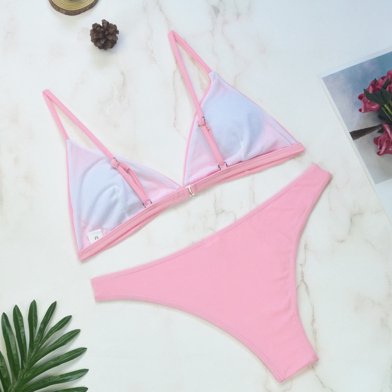2 Piece Thong Swimwear Female Swimsuits Solid Bikini set Brazilian Bathing Suit Beachwear The Clothing Company Sydney