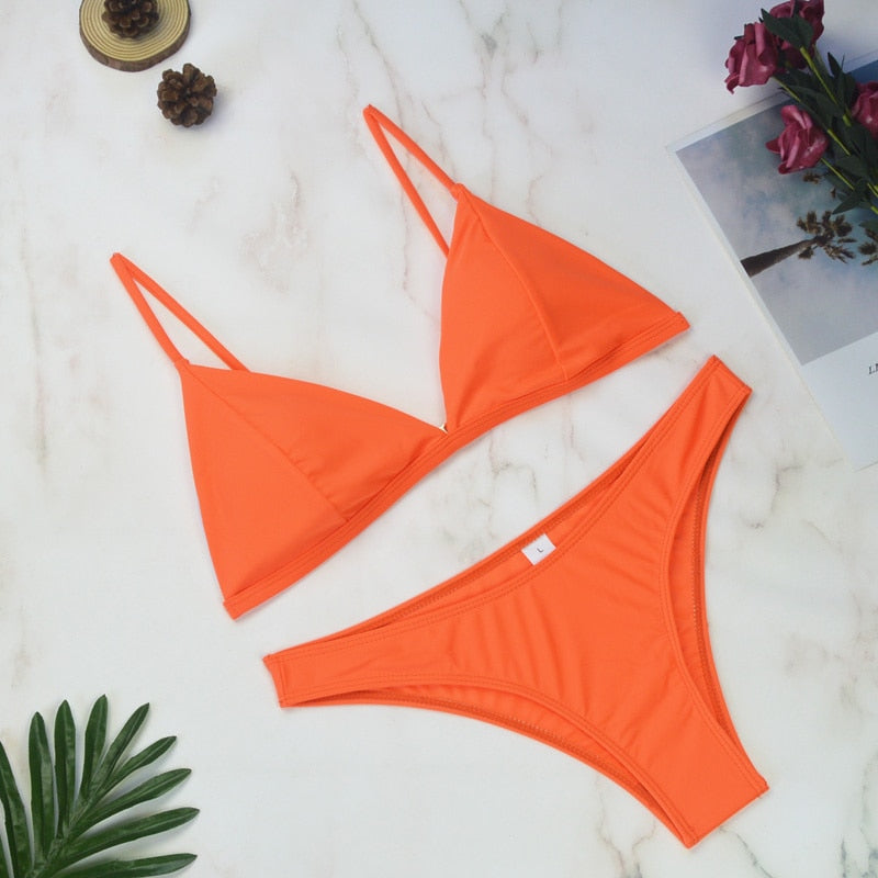 2 Piece Thong Swimwear Female Swimsuits Solid Bikini set Brazilian Bathing Suit Beachwear The Clothing Company Sydney