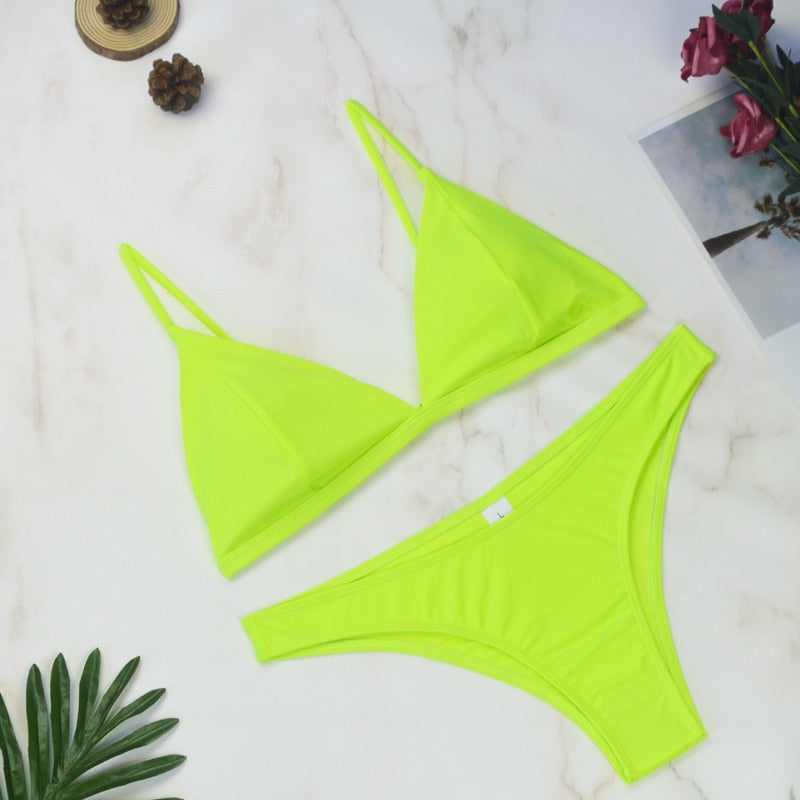 2 Piece Thong Swimwear Female Swimsuits Solid Bikini set Brazilian Bathing Suit Beachwear The Clothing Company Sydney