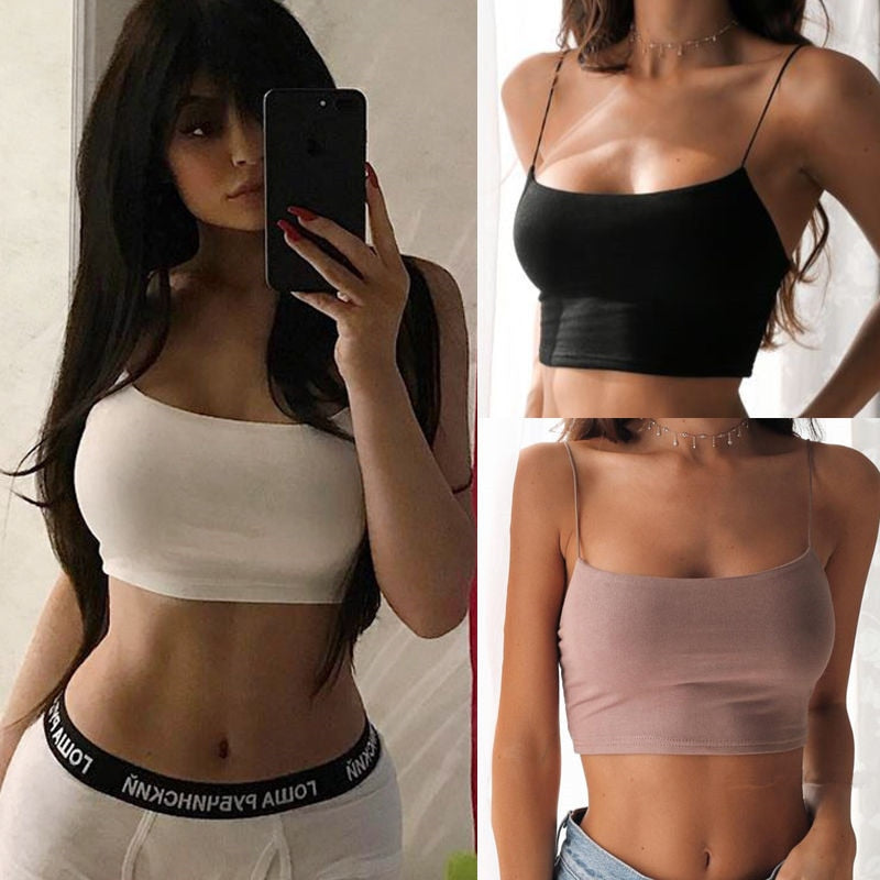 Solid Summer Camis Spaghetti Strap Casual Tank Tops Vest Sleeveless Crop Top The Clothing Company Sydney