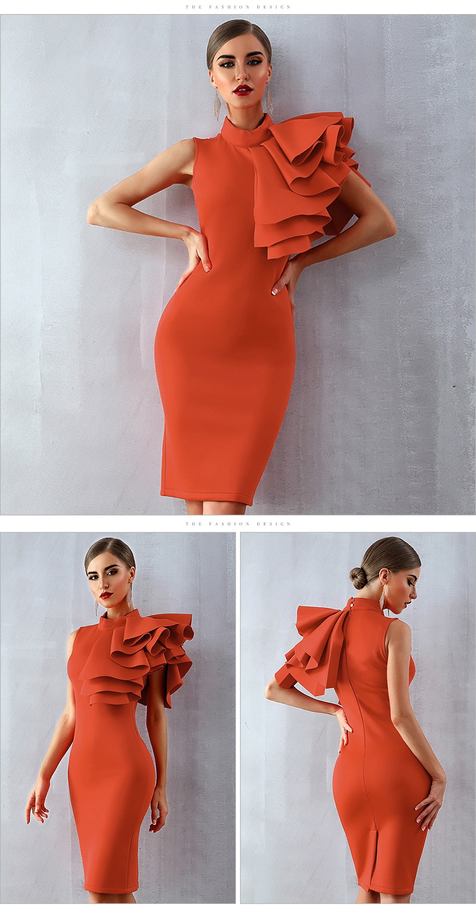 Sleeveless Ruffle Bodycon Midi Night Club Dress in 5 Colours The Clothing Company Sydney