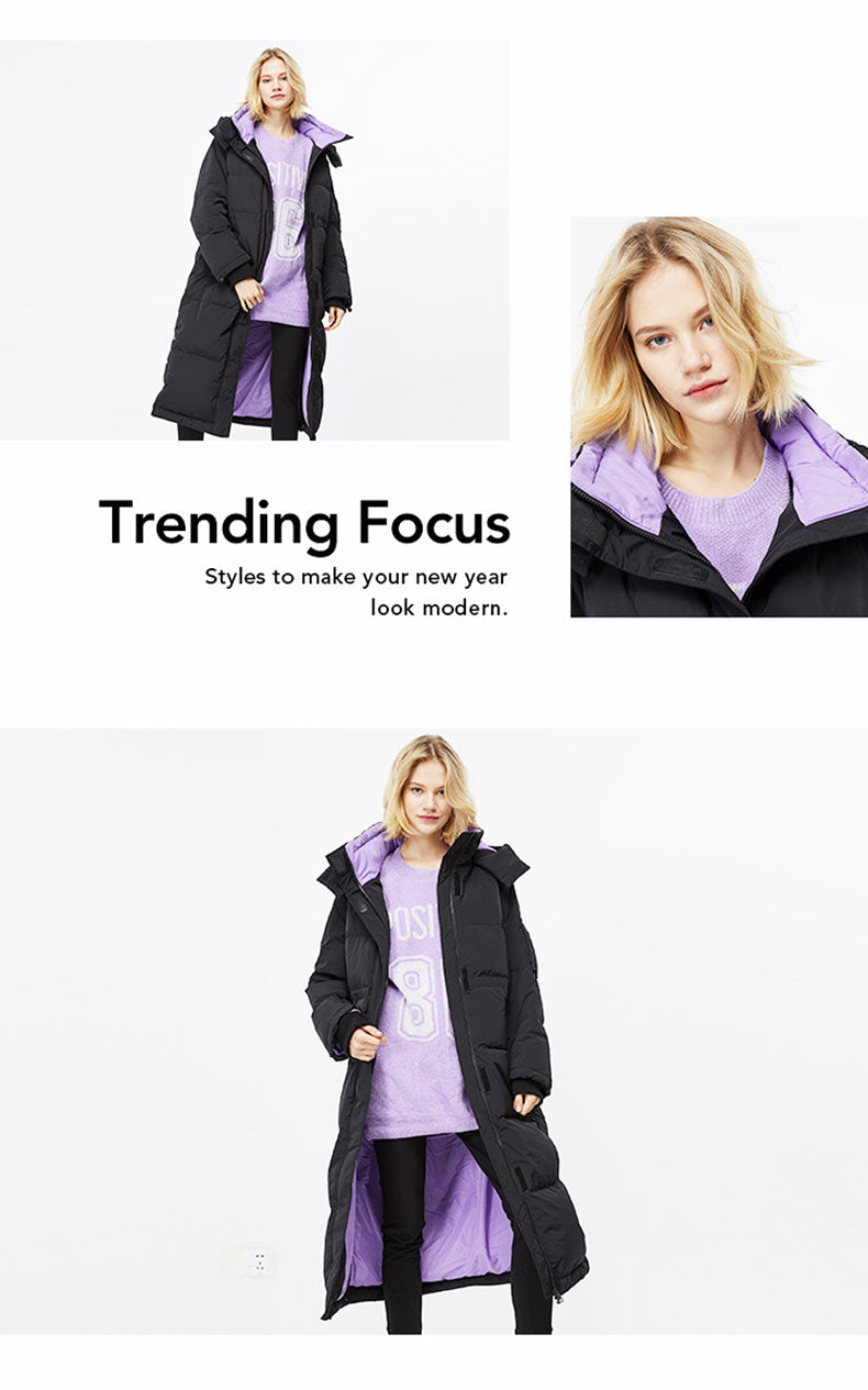 Autum Winter New Arrivals Long Loose Fit Contrasting Parka Down Jacket The Clothing Company Sydney