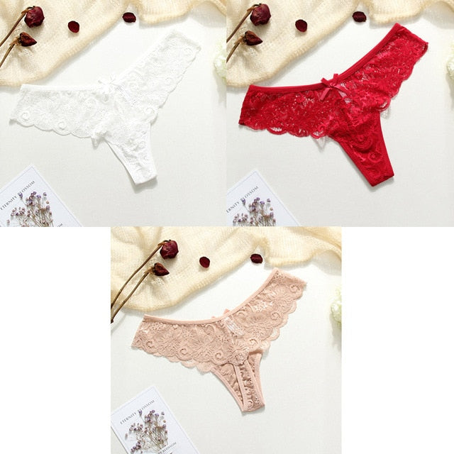 3 Piece Lace Sexy G-String Briefs Lingerie Low Waist Cotton T-back Female Underwear Panties The Clothing Company Sydney