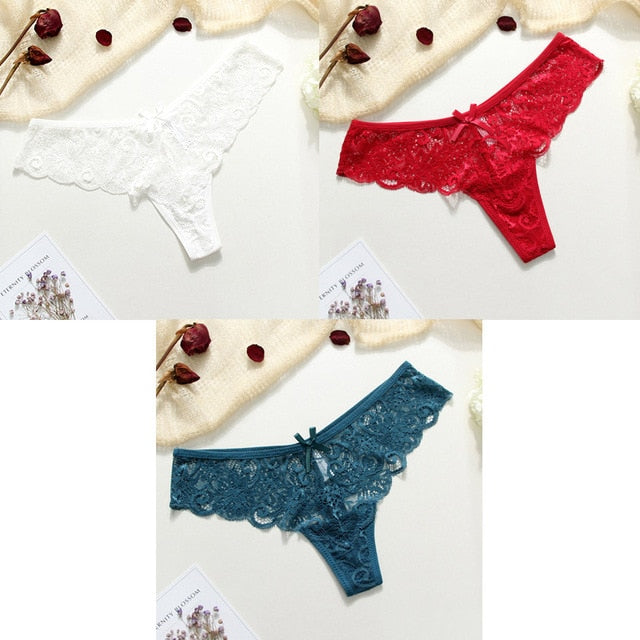 3 Piece Lace Sexy G-String Briefs Lingerie Low Waist Cotton T-back Female Underwear Panties The Clothing Company Sydney