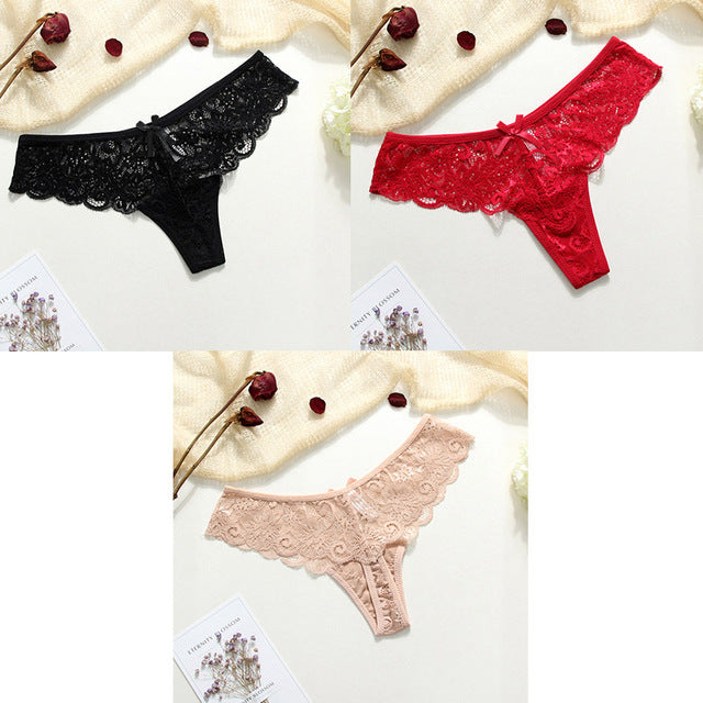 3 Piece Lace Sexy G-String Briefs Lingerie Low Waist Cotton T-back Female Underwear Panties The Clothing Company Sydney