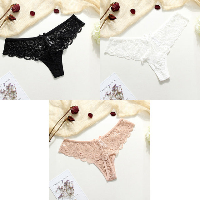 3 Piece Lace Sexy G-String Briefs Lingerie Low Waist Cotton T-back Female Underwear Panties The Clothing Company Sydney