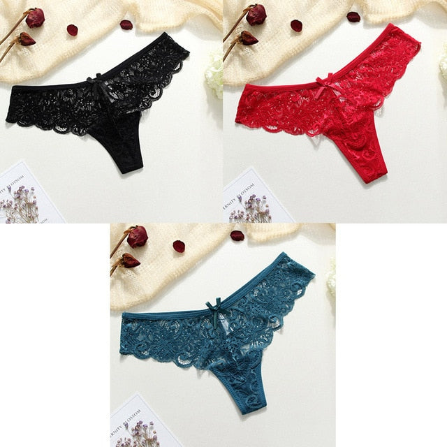3 Piece Lace Sexy G-String Briefs Lingerie Low Waist Cotton T-back Female Underwear Panties The Clothing Company Sydney