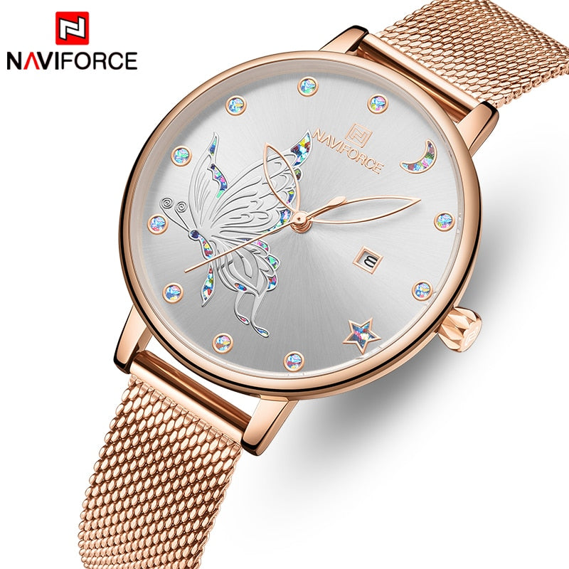 Luxury Crystal Watch Top Brand Rose Gold Steel Mesh Ladies Wrist Watches Bracelet Watch The Clothing Company Sydney