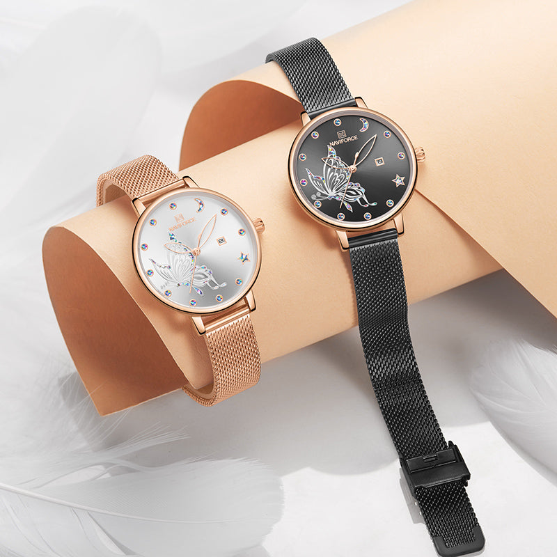 Luxury Crystal Watch Top Brand Rose Gold Steel Mesh Ladies Wrist Watches Bracelet Watch The Clothing Company Sydney