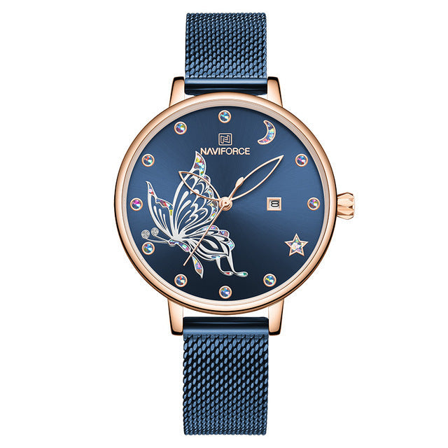 Luxury Crystal Watch Top Brand Rose Gold Steel Mesh Ladies Wrist Watches Bracelet Watch The Clothing Company Sydney