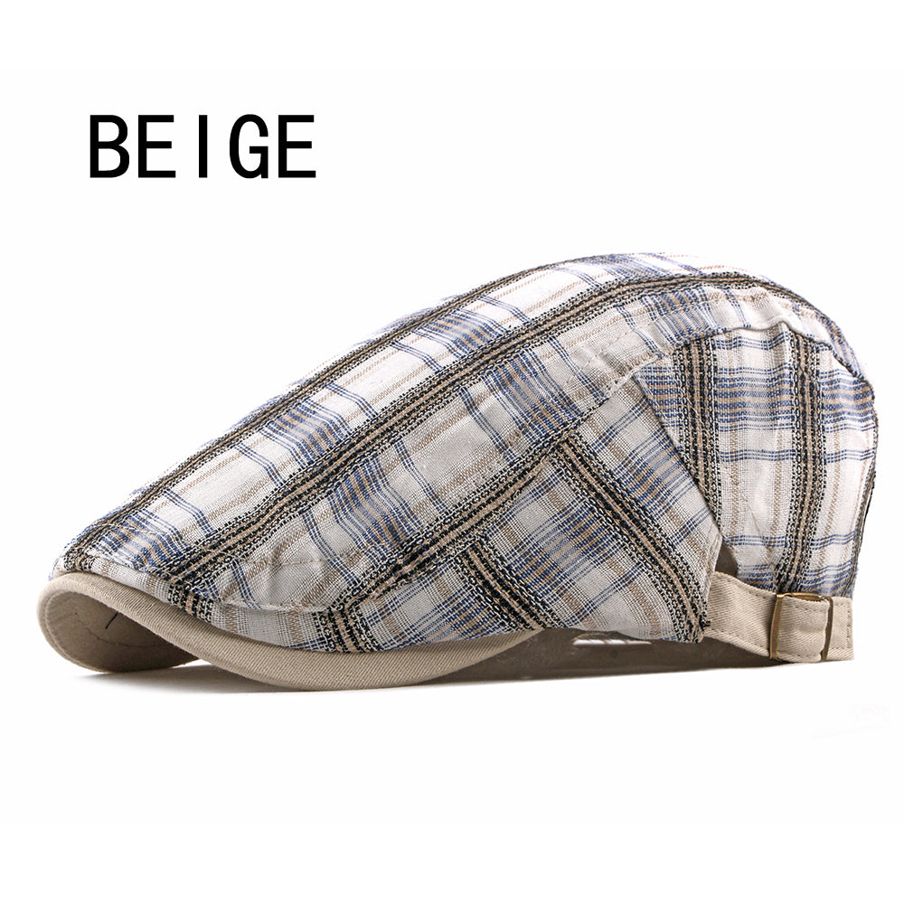 Casual Cotton Plaid Flat Adjustable Beret Flay Ivy News Boy Cap The Clothing Company Sydney
