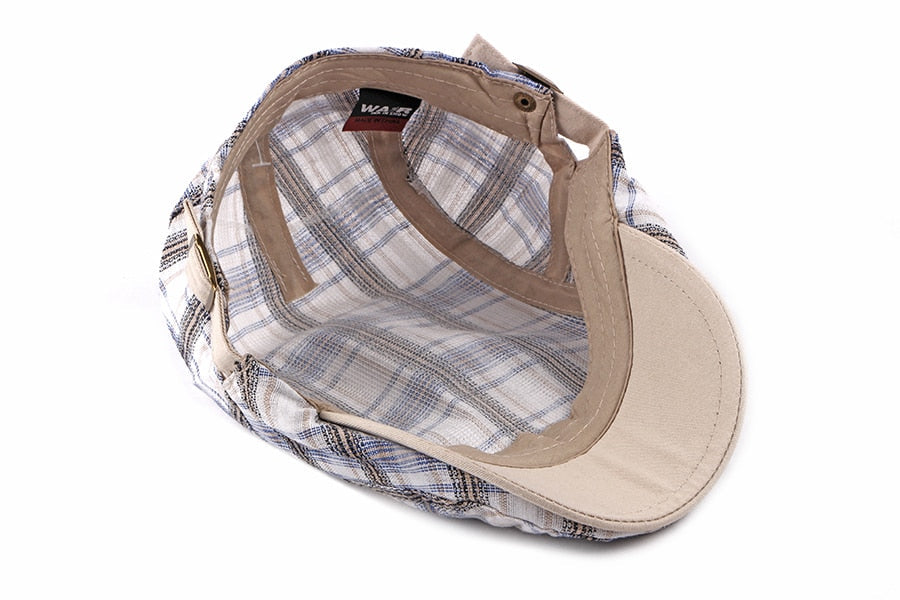 Casual Cotton Plaid Flat Adjustable Beret Flay Ivy News Boy Cap The Clothing Company Sydney