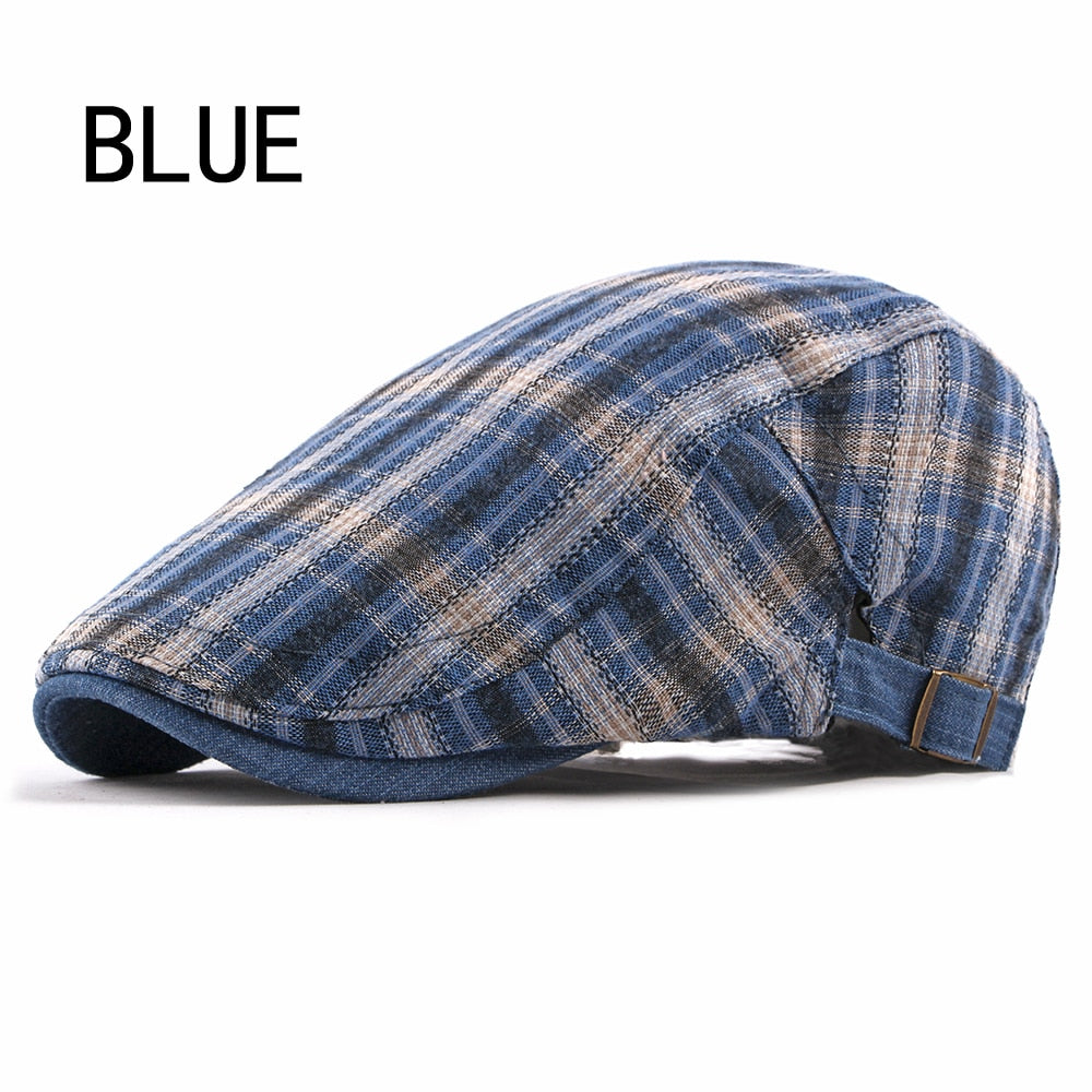 Casual Cotton Plaid Flat Adjustable Beret Flay Ivy News Boy Cap The Clothing Company Sydney