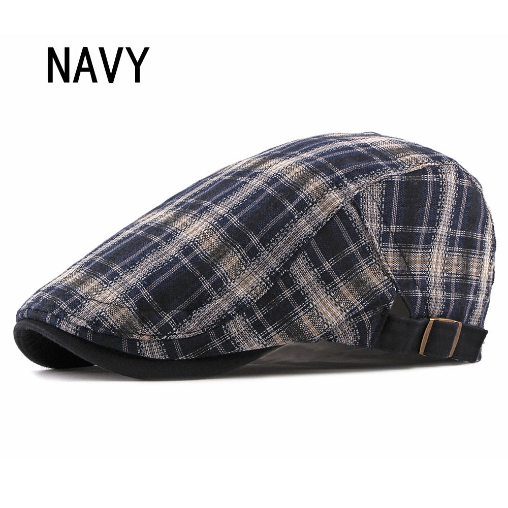 Casual Cotton Plaid Flat Adjustable Beret Flay Ivy News Boy Cap The Clothing Company Sydney