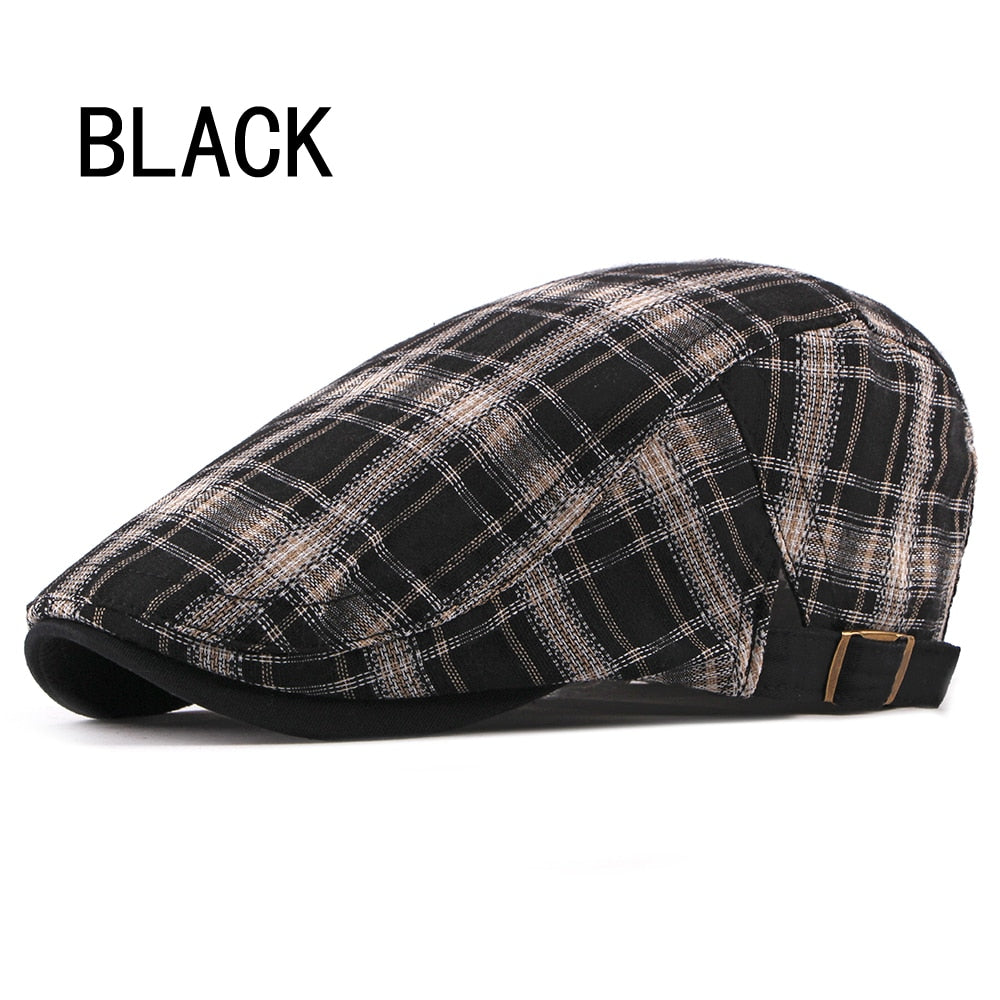 Casual Cotton Plaid Flat Adjustable Beret Flay Ivy News Boy Cap The Clothing Company Sydney