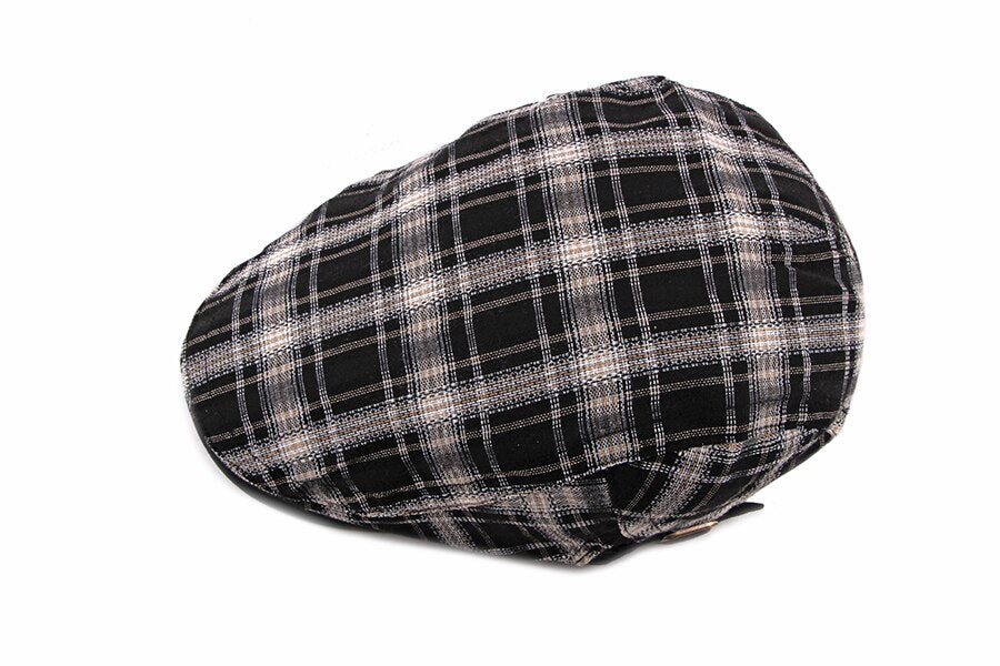 Casual Cotton Plaid Flat Adjustable Beret Flay Ivy News Boy Cap The Clothing Company Sydney