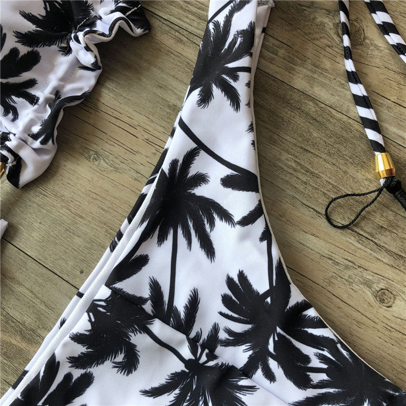 Floral print tassel swimwear Bandage swimsuit push up two pieces suit triangle bikini set bathing suit beach wear The Clothing Company Sydney