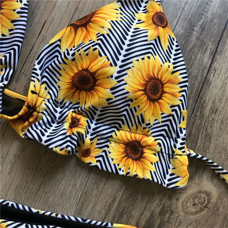 Floral print tassel swimwear Bandage swimsuit push up two pieces suit triangle bikini set bathing suit beach wear The Clothing Company Sydney