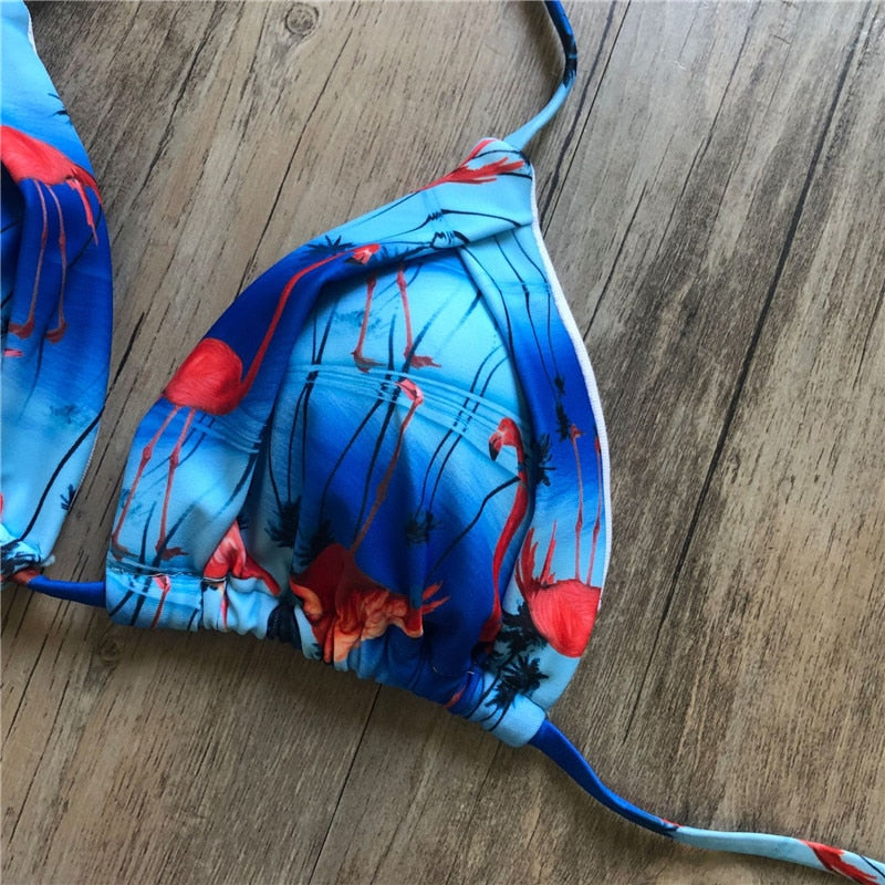 Floral print tassel swimwear Bandage swimsuit push up two pieces suit triangle bikini set bathing suit beach wear The Clothing Company Sydney