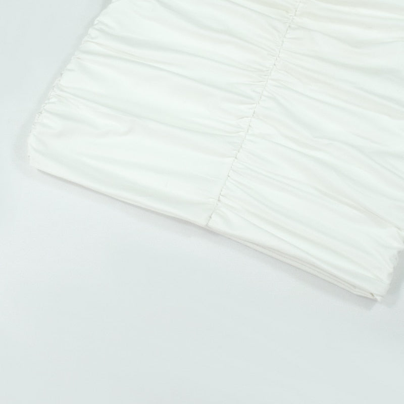 Backless Sexy White Long Sleeve Square Collar Bodycon Lacing Party Dress Summer Club Mini Dress The Clothing Company Sydney