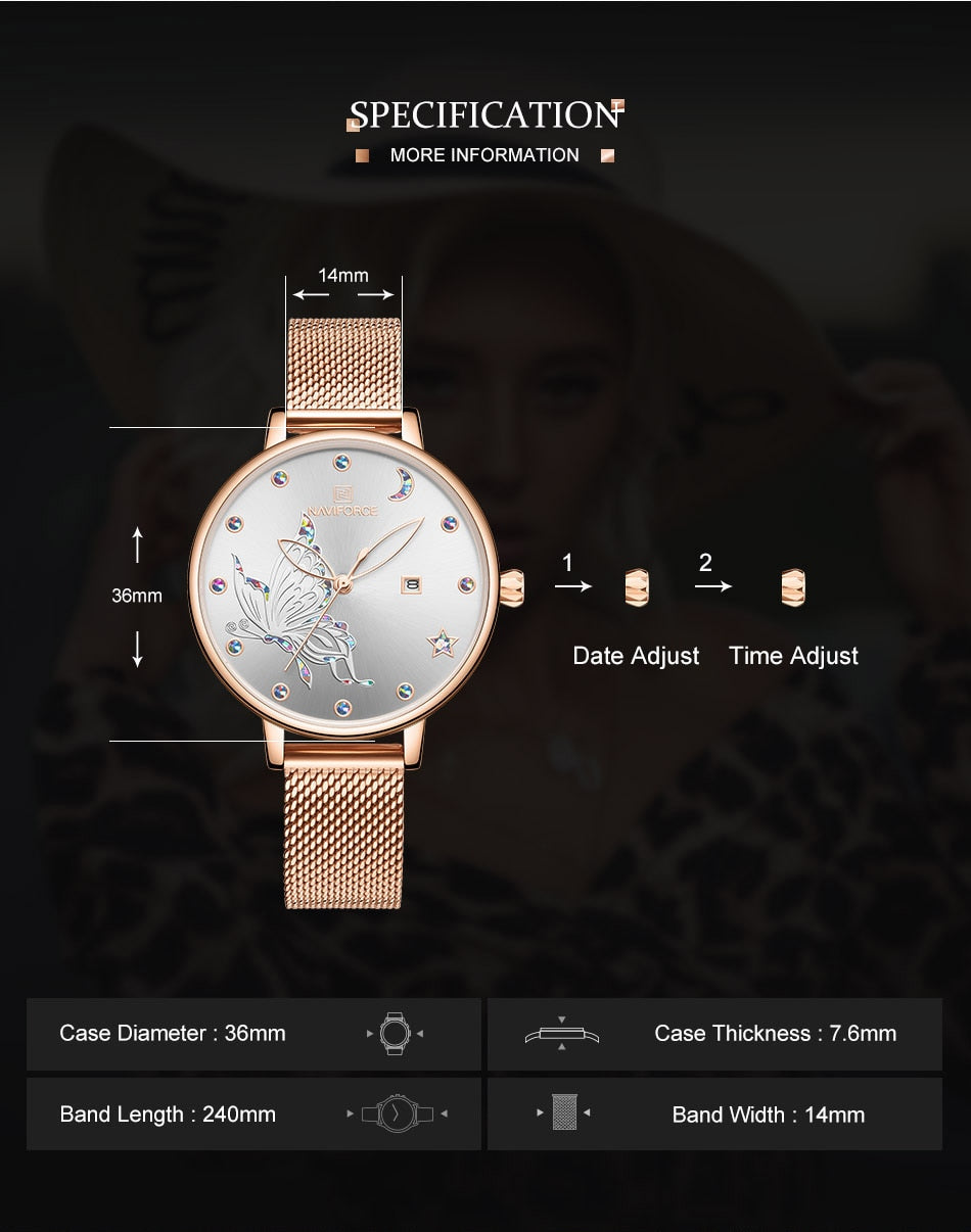 Luxury Crystal Watch Top Brand Rose Gold Steel Mesh Ladies Wrist Watches Bracelet Watch The Clothing Company Sydney