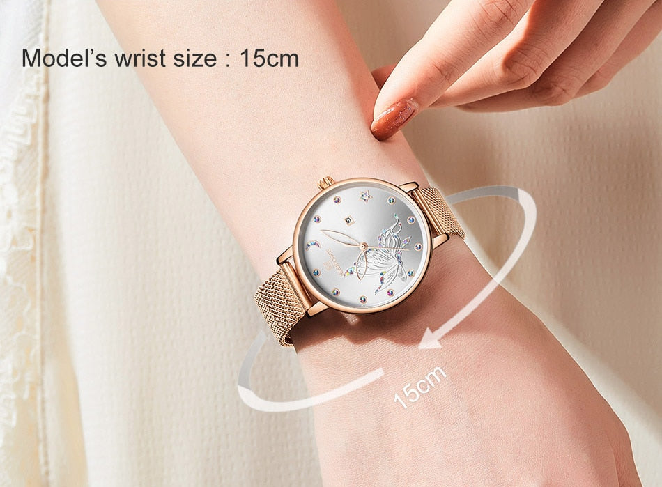 Luxury Crystal Watch Top Brand Rose Gold Steel Mesh Ladies Wrist Watches Bracelet Watch The Clothing Company Sydney