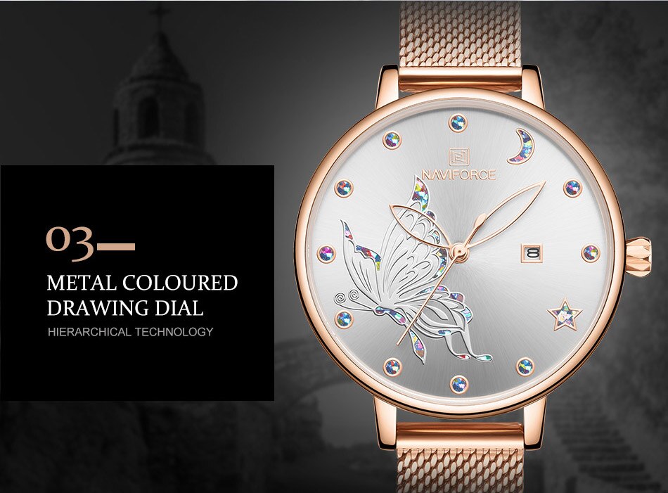 Luxury Crystal Watch Top Brand Rose Gold Steel Mesh Ladies Wrist Watches Bracelet Watch The Clothing Company Sydney