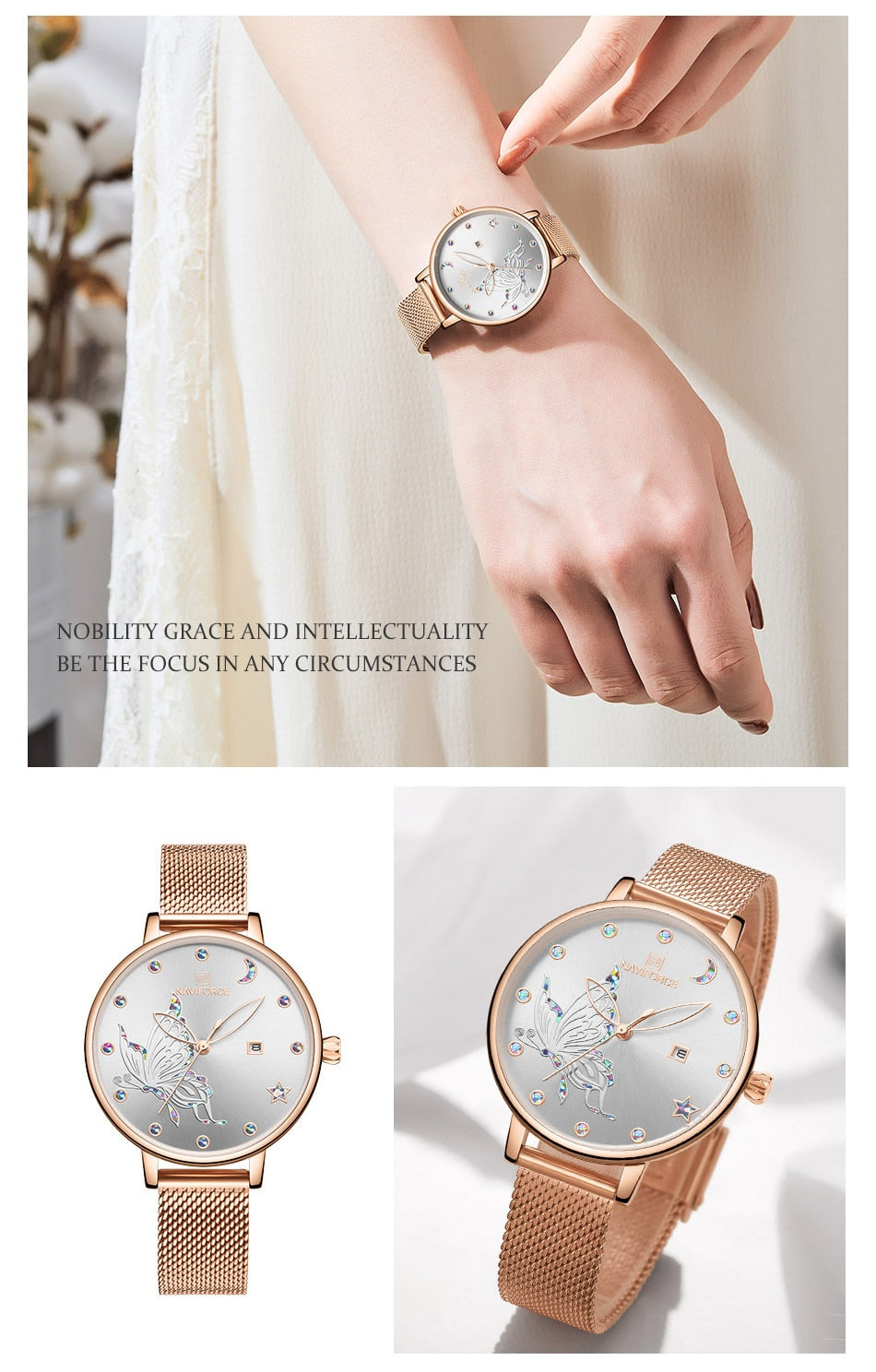 Luxury Crystal Watch Top Brand Rose Gold Steel Mesh Ladies Wrist Watches Bracelet Watch The Clothing Company Sydney