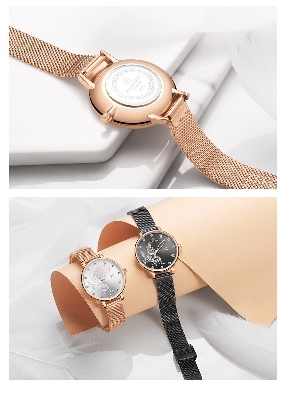 Luxury Crystal Watch Top Brand Rose Gold Steel Mesh Ladies Wrist Watches Bracelet Watch The Clothing Company Sydney