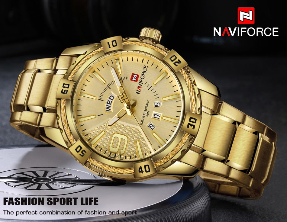 Luxury Brand  Men's Gold Watches Men's Waterproof Stainless Steel Quartz Watch The Clothing Company Sydney