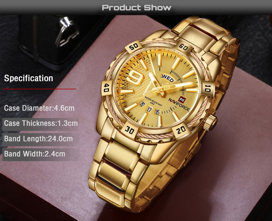 Luxury Brand  Men's Gold Watches Men's Waterproof Stainless Steel Quartz Watch The Clothing Company Sydney