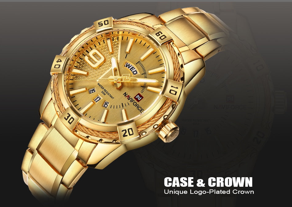 Luxury Brand  Men's Gold Watches Men's Waterproof Stainless Steel Quartz Watch The Clothing Company Sydney