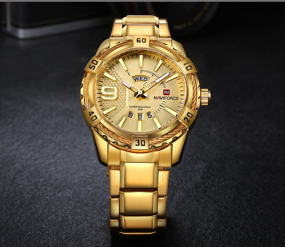 Luxury Brand  Men's Gold Watches Men's Waterproof Stainless Steel Quartz Watch The Clothing Company Sydney