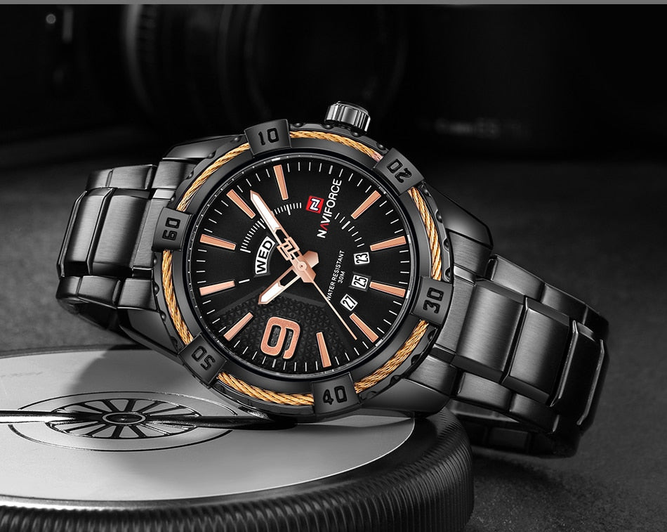 Luxury Brand  Men's Gold Watches Men's Waterproof Stainless Steel Quartz Watch The Clothing Company Sydney