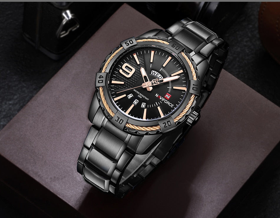 Luxury Brand  Men's Gold Watches Men's Waterproof Stainless Steel Quartz Watch The Clothing Company Sydney