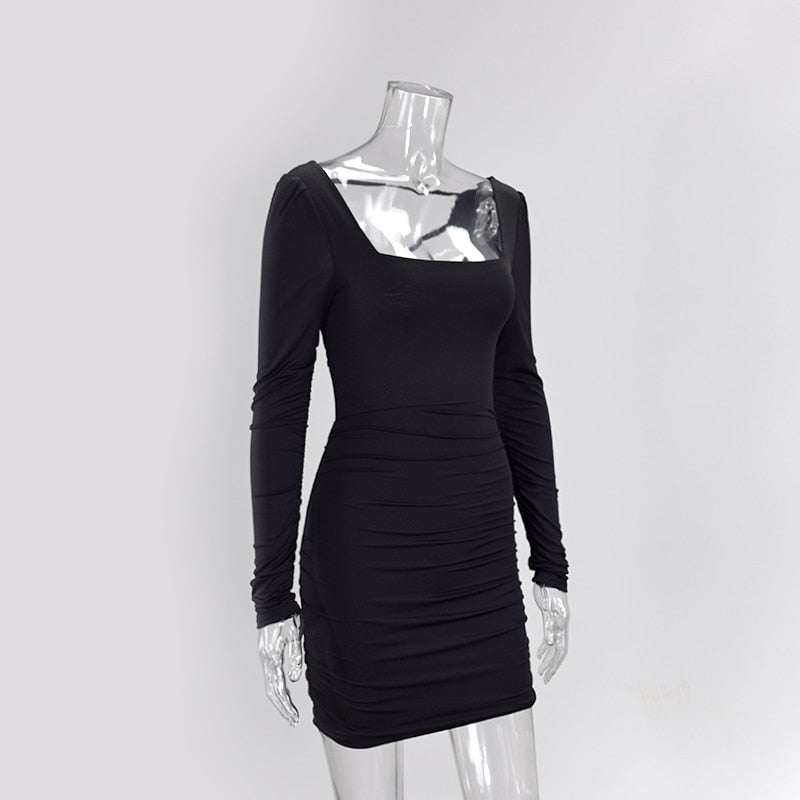 Backless Sexy White Long Sleeve Square Collar Bodycon Lacing Party Dress Summer Club Mini Dress The Clothing Company Sydney