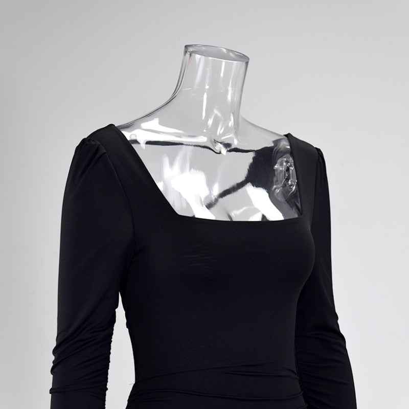 Backless Sexy White Long Sleeve Square Collar Bodycon Lacing Party Dress Summer Club Mini Dress The Clothing Company Sydney